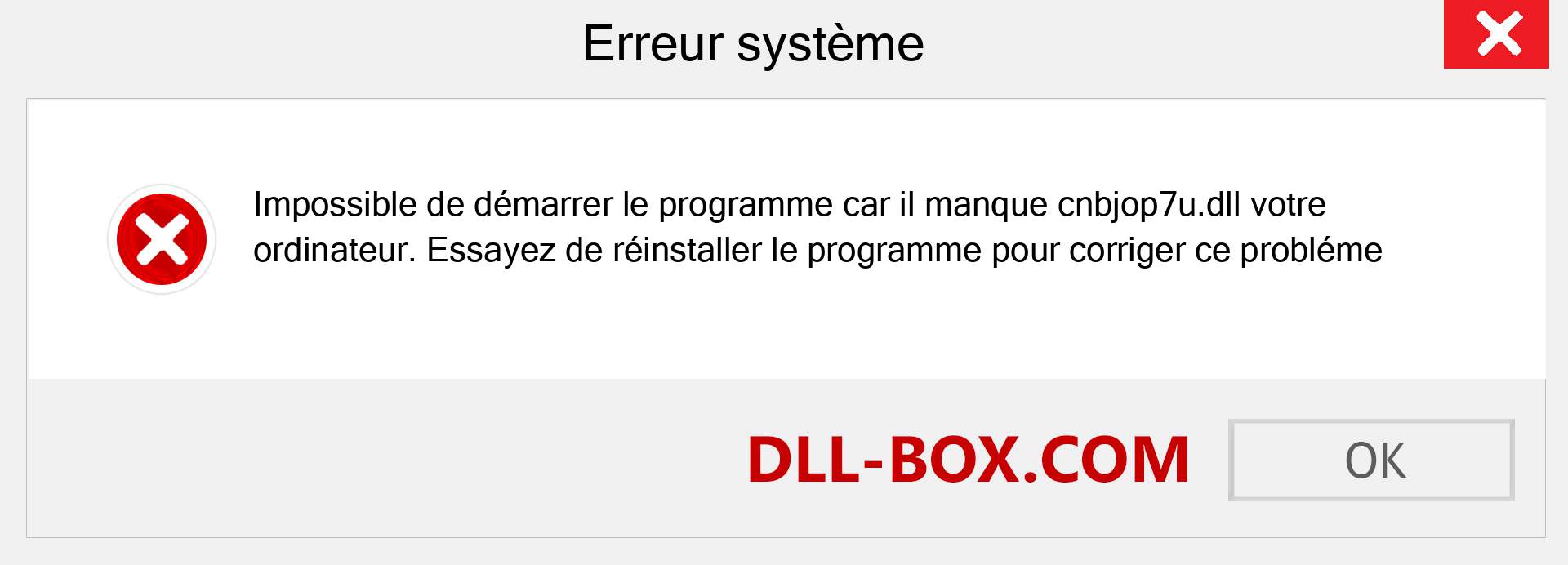 Le fichier cnbjop7u.dll est manquant ?. Télécharger pour Windows 7, 8, 10 - Correction de l'erreur manquante cnbjop7u dll sur Windows, photos, images